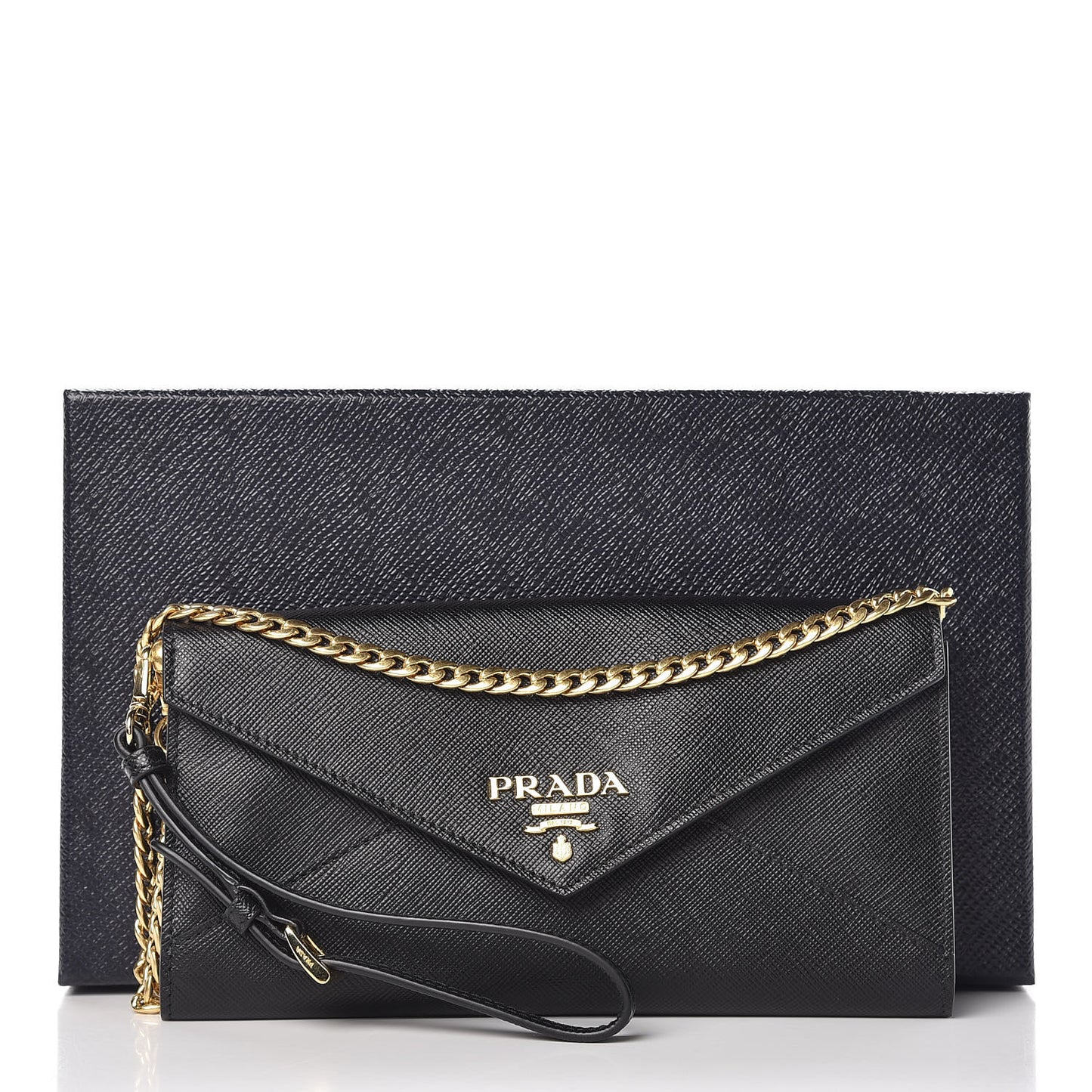 Saffiano Envelope Wristlet Crossbody Wallet Black
