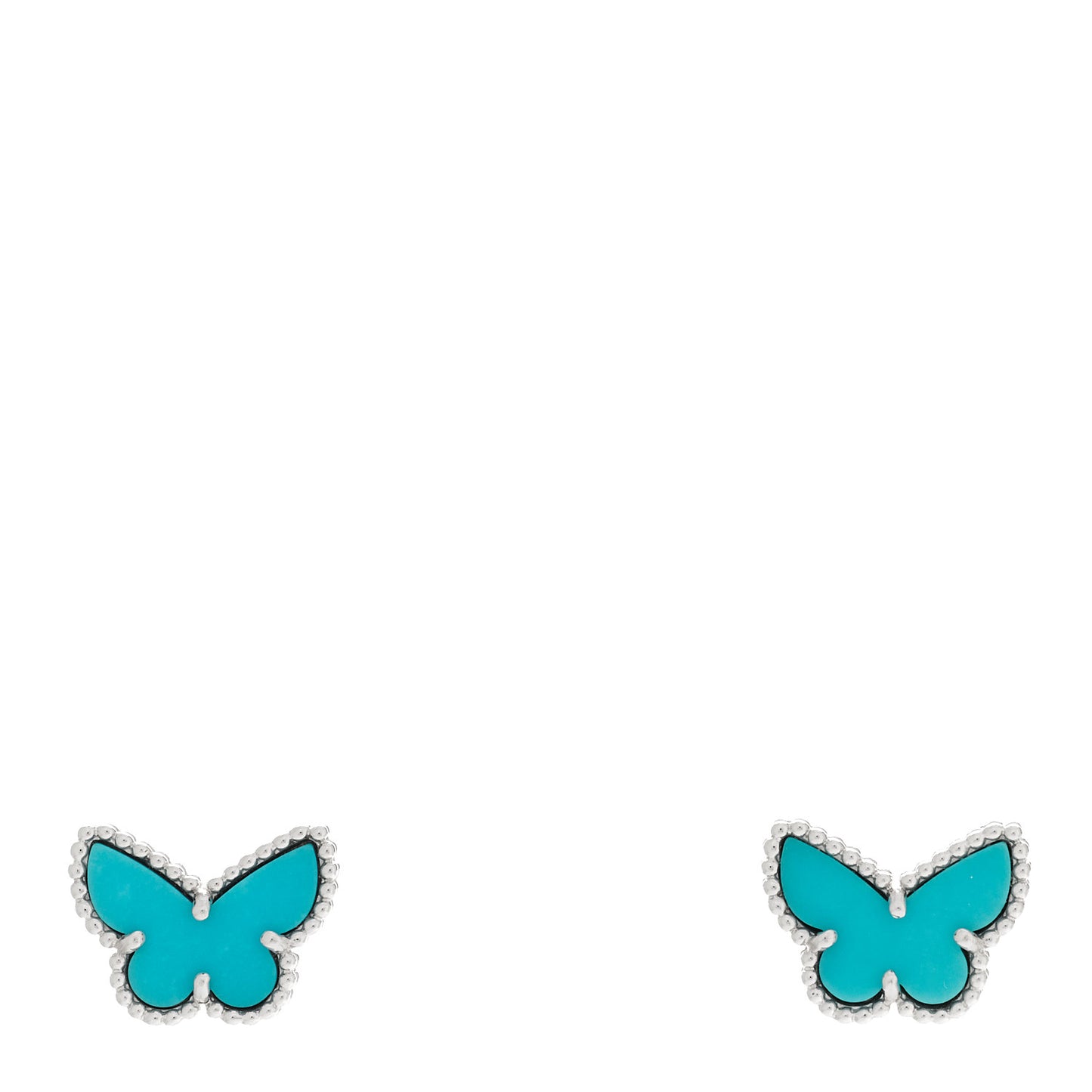 18K White Gold Turquoise Sweet Alhambra Butterfly Earrings