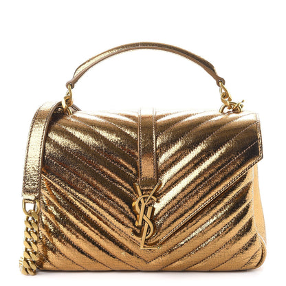 Saint Laurent Metallic Cracked Calfskin Matelasse Monogram Medium College Bag Copper 1 of 7