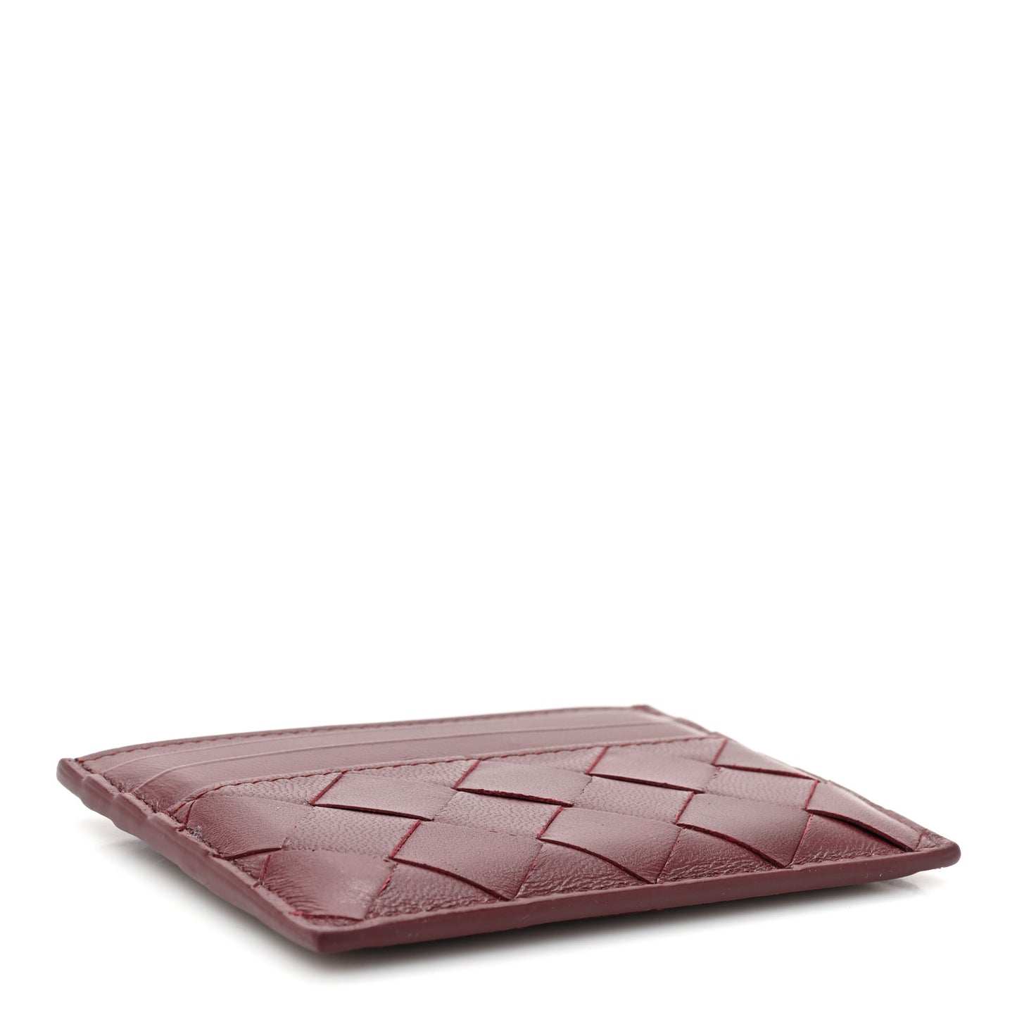 Nappa Intrecciato Card Holder Bordeaux