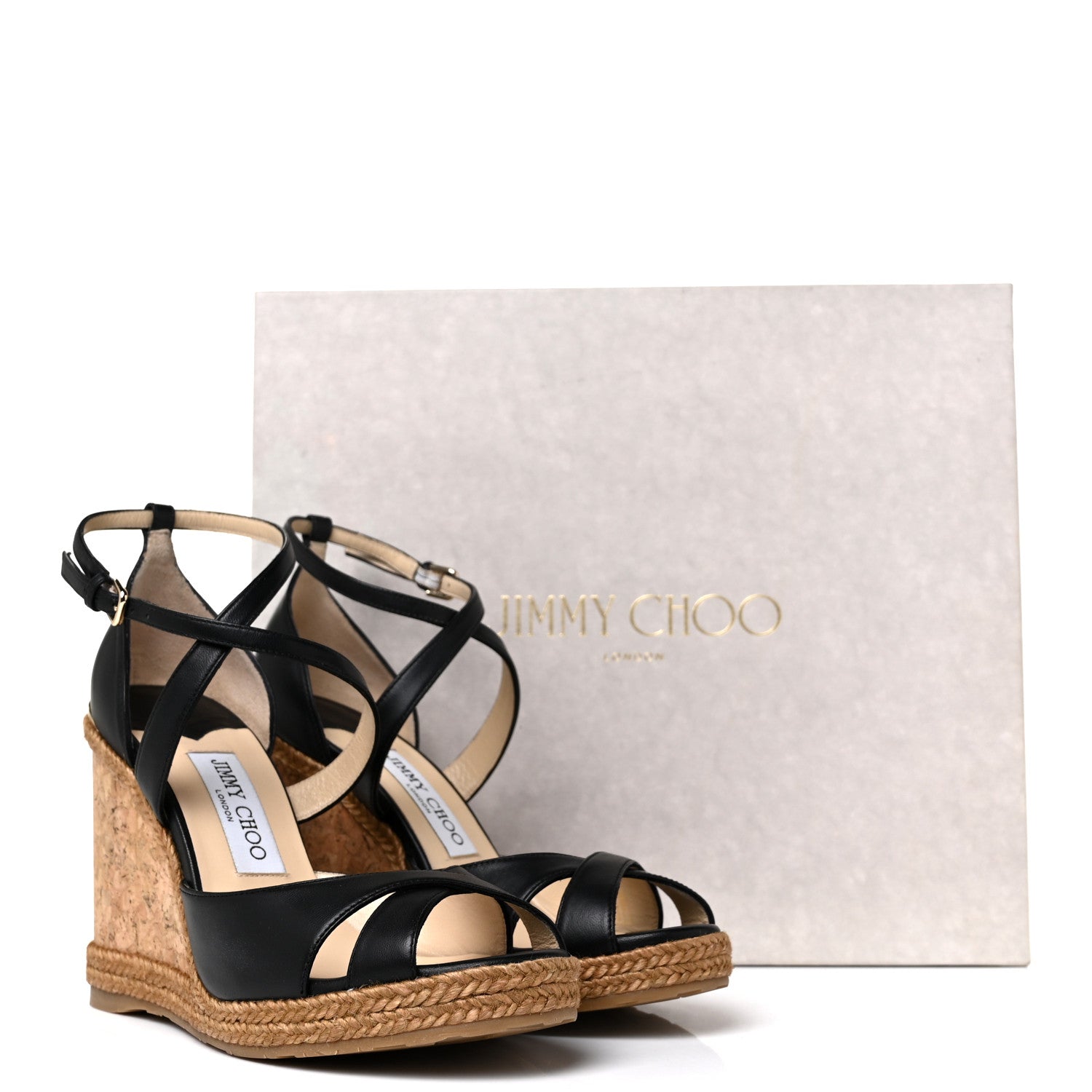Jimmy Choo Nappa Rope Cork Alanah 105 Wedge 38.5 Black 8 of 8