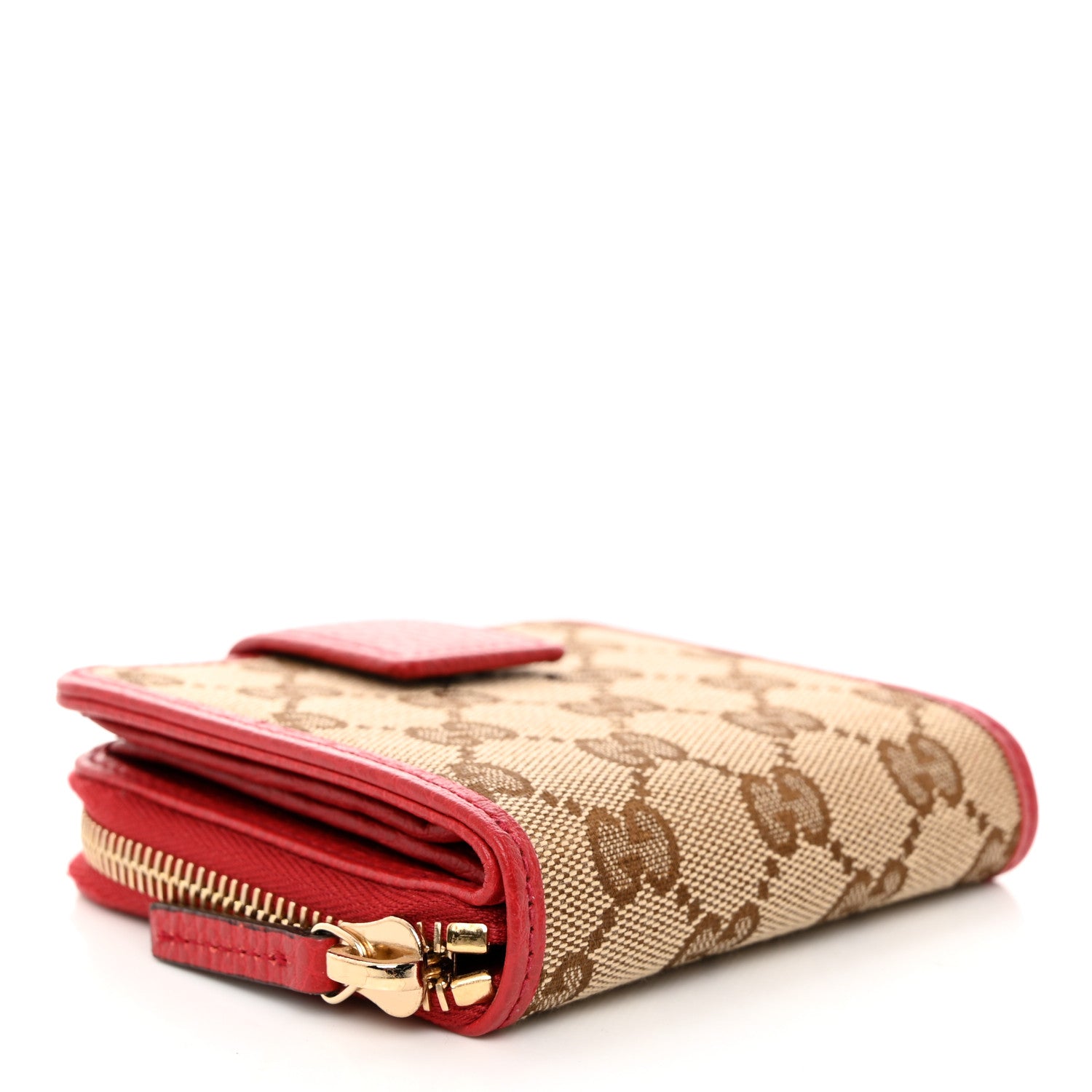 Gucci Monogram Dollar Calfskin Zip Around French Flap Wallet Beige Ebony Rosso 4 of 8