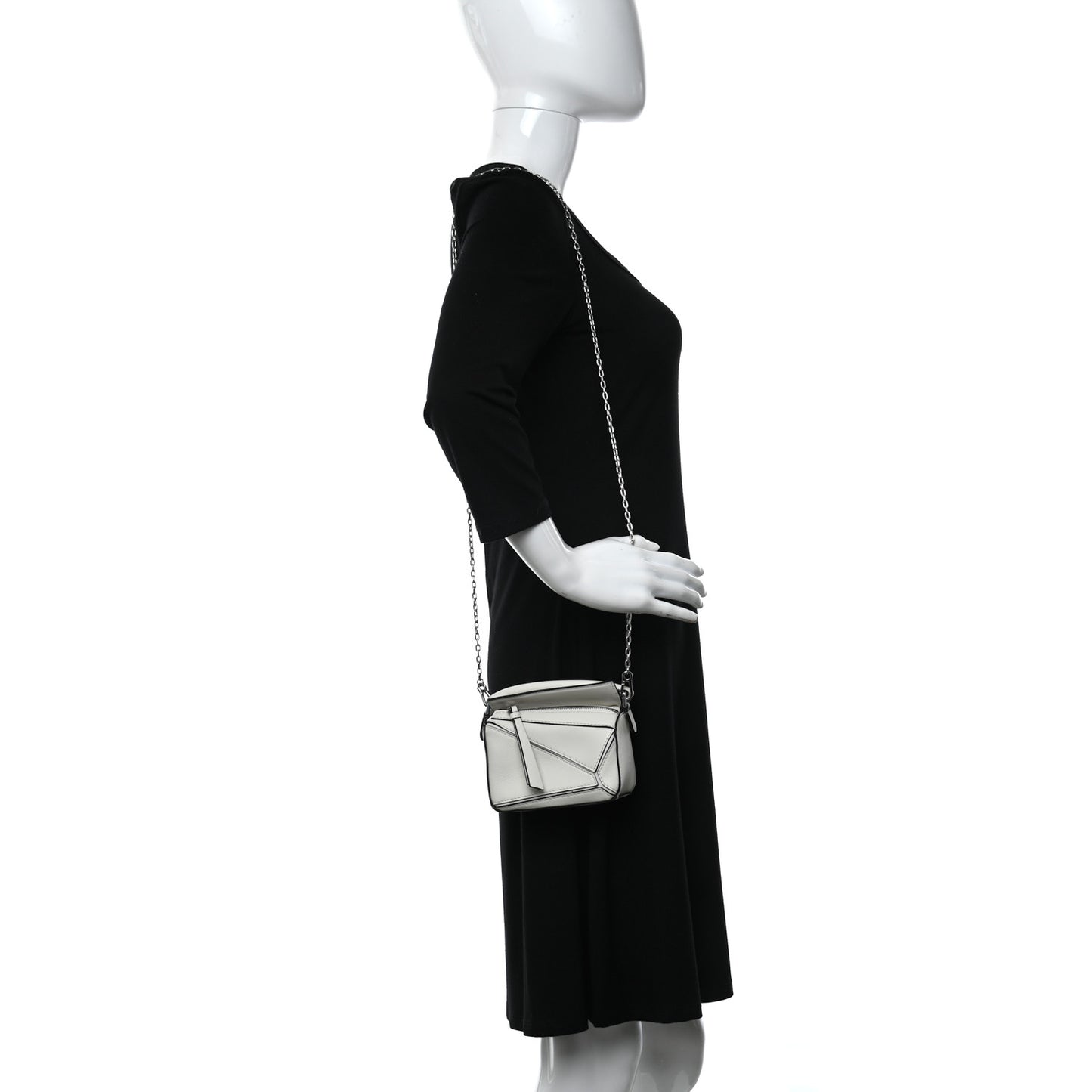 Calfskin Nano Puzzle Bag Soft White Black