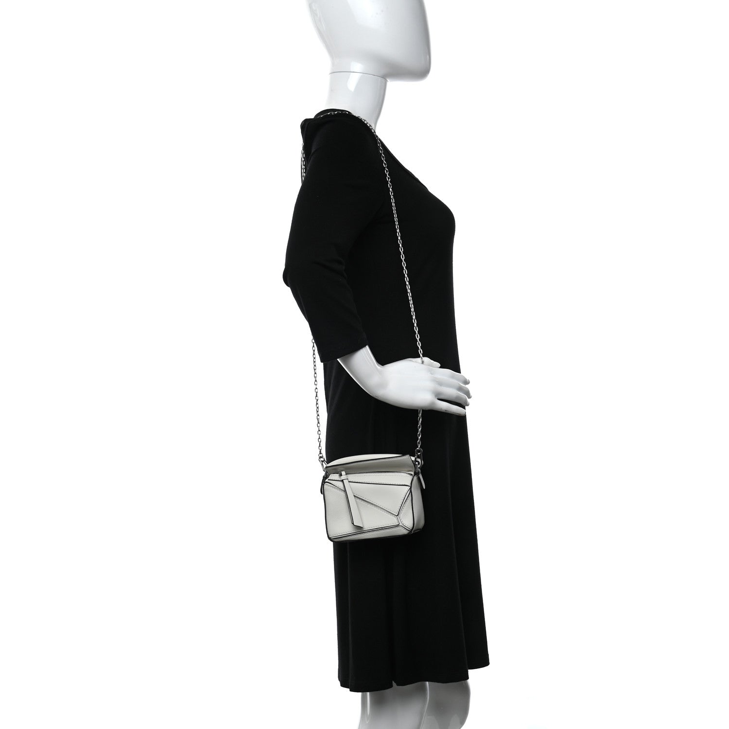 Loewe Calfskin Nano Puzzle Bag Soft White Black 2 of 9