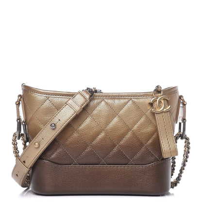 Chanel Metallic Goatskin Quilted Small Gabrielle Hobo Gold Bronze 1 of 10