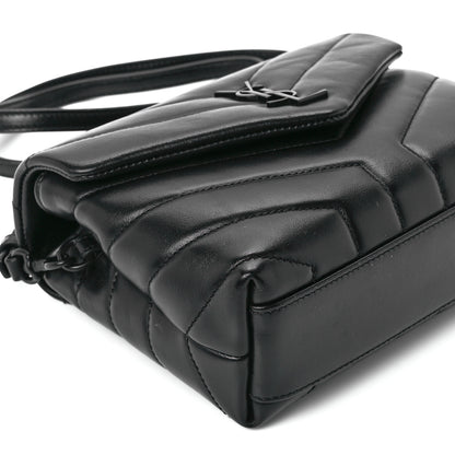 Saint Laurent Calfskin Y Quilted Monogram Monochrome Toy Loulou Crossbody Bag Black 11 of 12