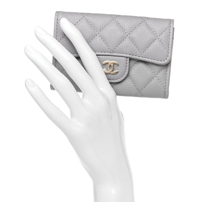 Chanel Caviar Quilted Flap Card Holder Wallet Grey 2 of 9