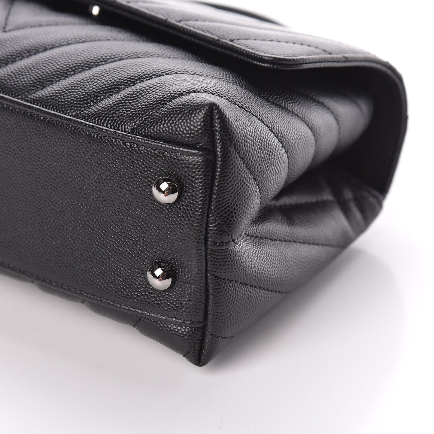Caviar Chevron Quilted Mini Coco Handle Flap Black