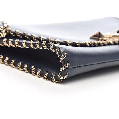 Valentino Garavani Vitello Groumette Demilune Chain Clutch Marine 10 of 12