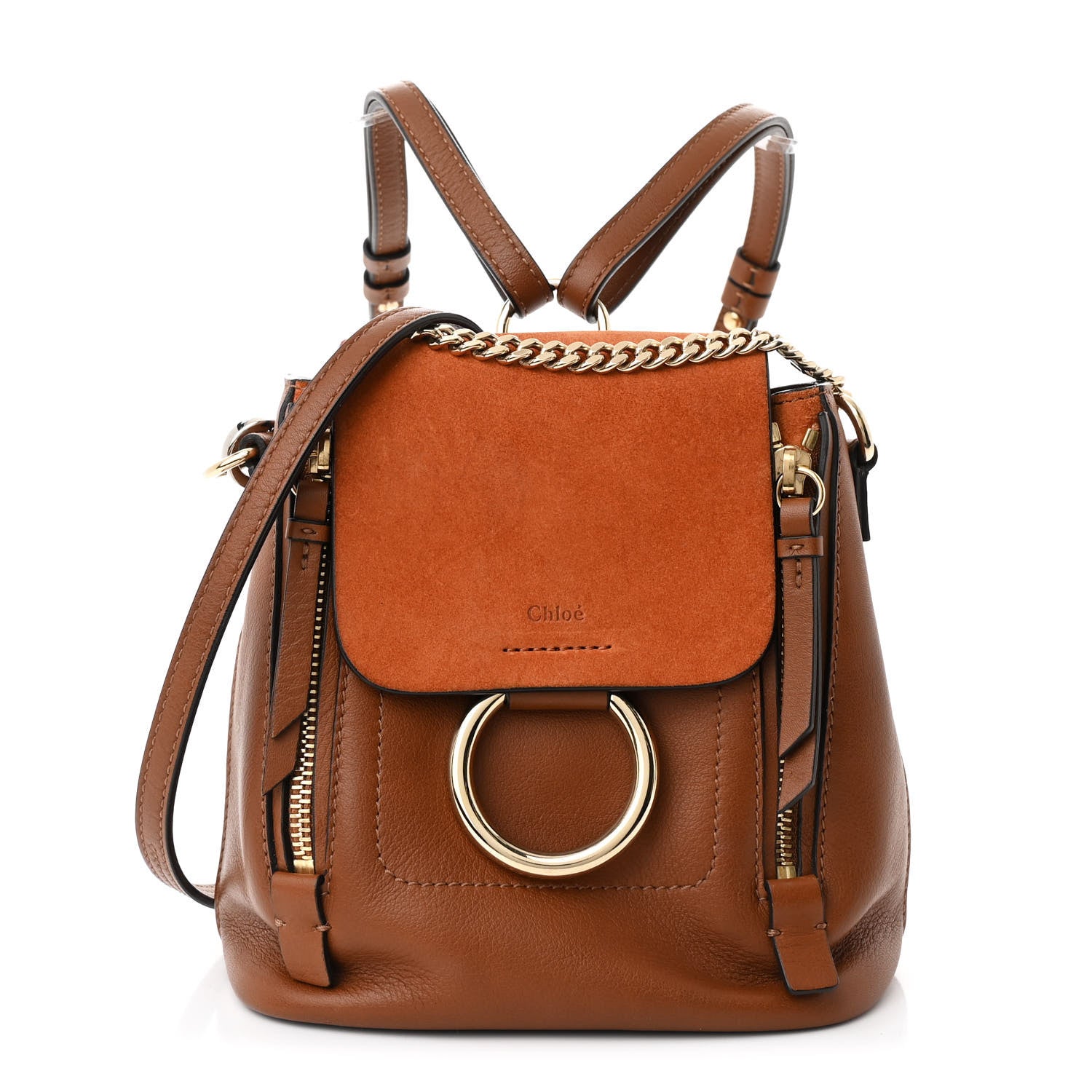 Chloe Suede Calfskin Mini Faye Backpack Tan 1 of 10