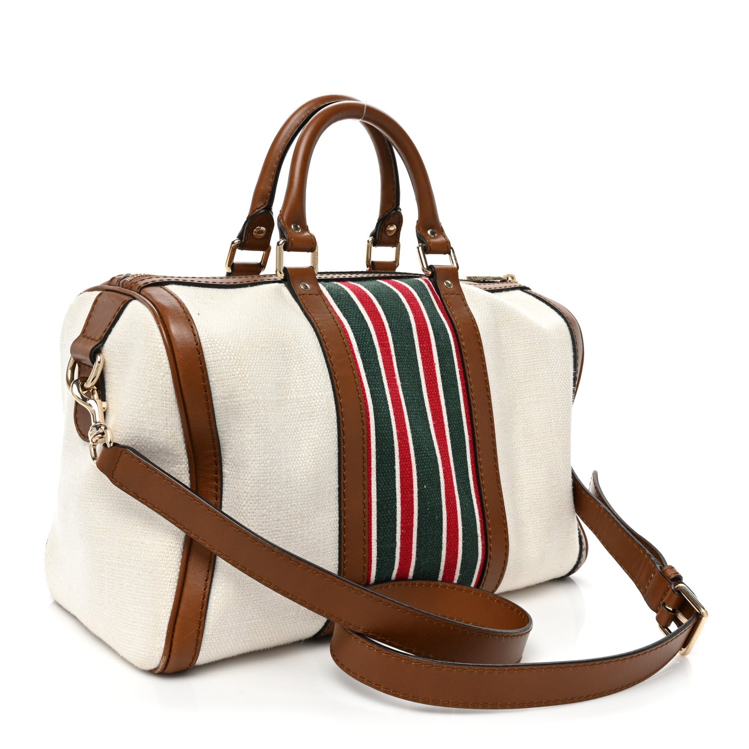 Gucci Canvas Vintage Web Medium Boston Off White 3 of 16