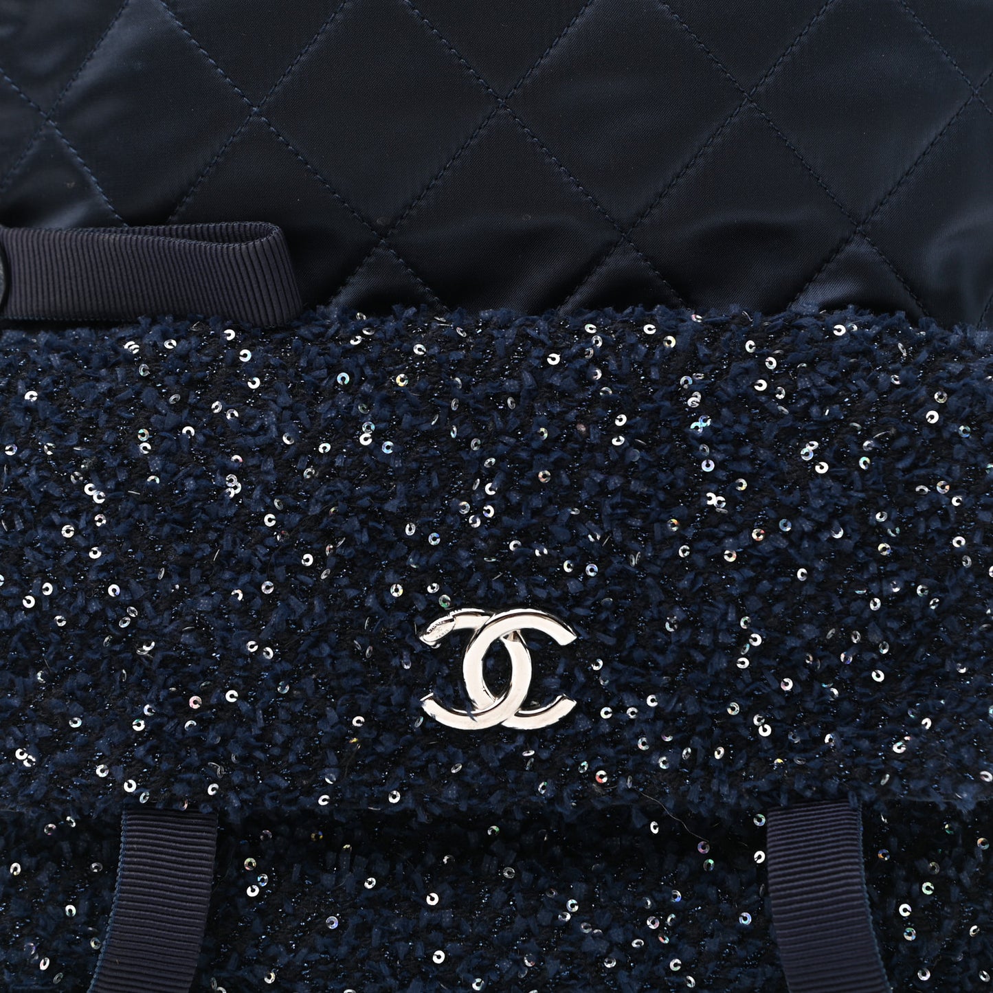 Tweed Nylon Quilted Astronaut Essentials Backpack Navy