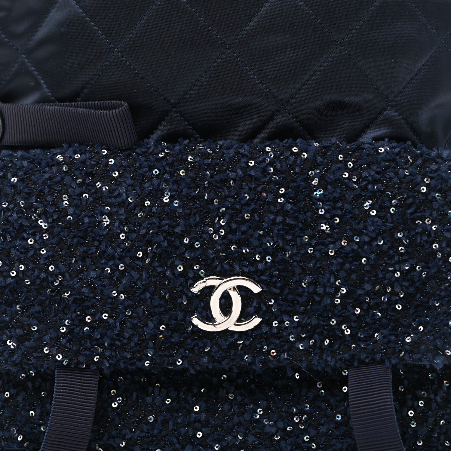 Chanel Tweed Nylon Quilted Astronaut Essentials Backpack Navy 7 of 9
