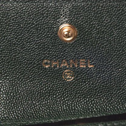 Chanel Caviar Chevron Quilted Boy Card Holder Wallet Green 5 of 9