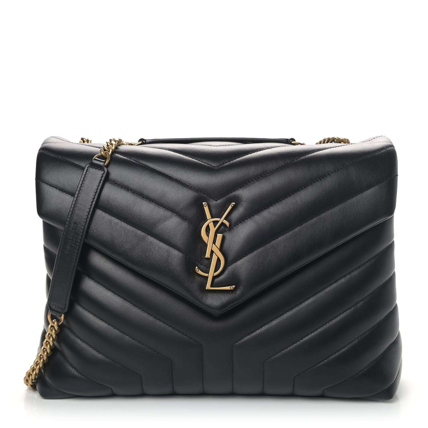Saint Laurent Calfskin Y Quilted Monogram Medium Loulou Chain Satchel Black 1 of 5