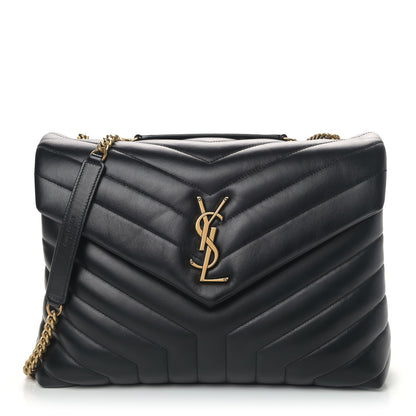 Saint Laurent Calfskin Y Quilted Monogram Medium Loulou Chain Satchel Black 1 of 5