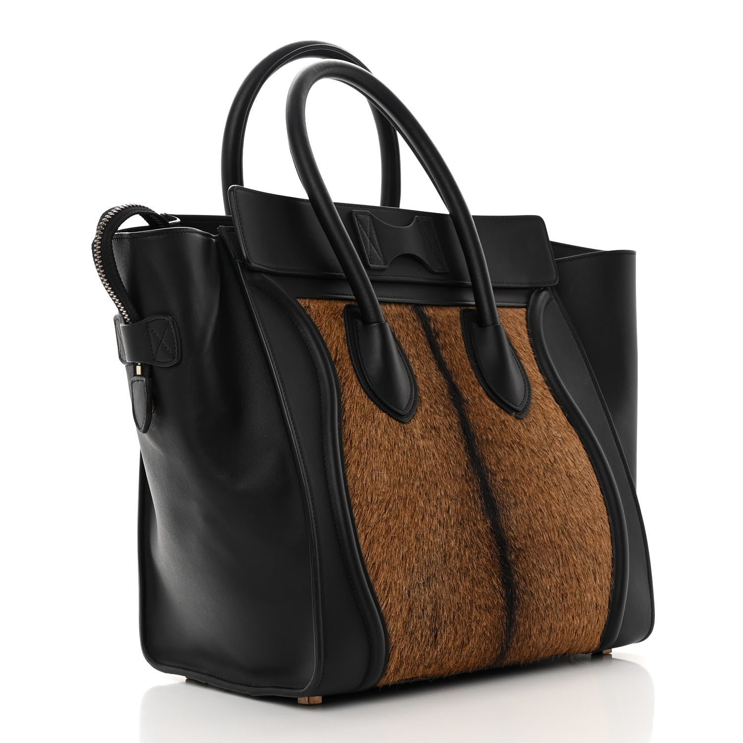 Celine Smooth Calfskin Goat Fur Mini Luggage Brown 3 of 11