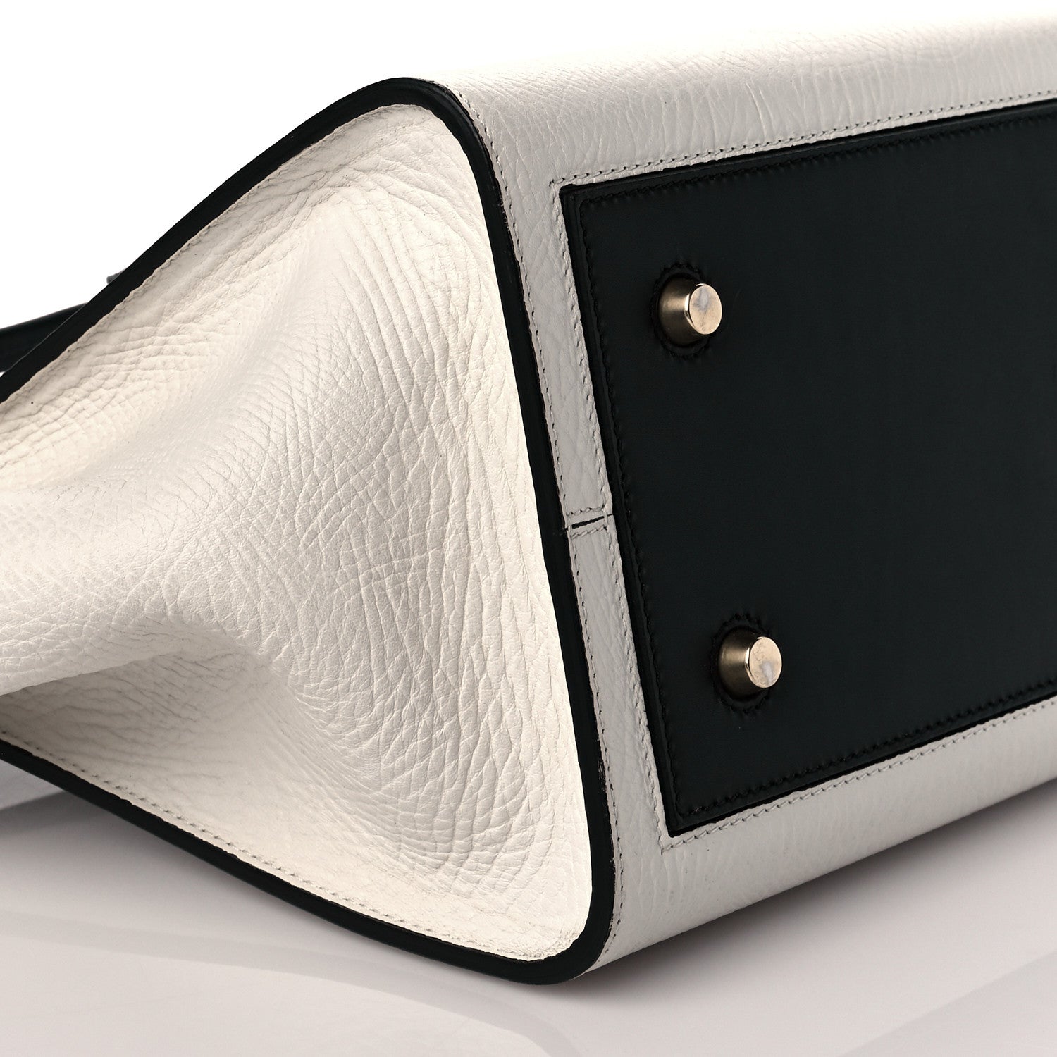 Celine Elephant Calfskin Small Bi-Color Tie Knot Tote White Black 8 of 9