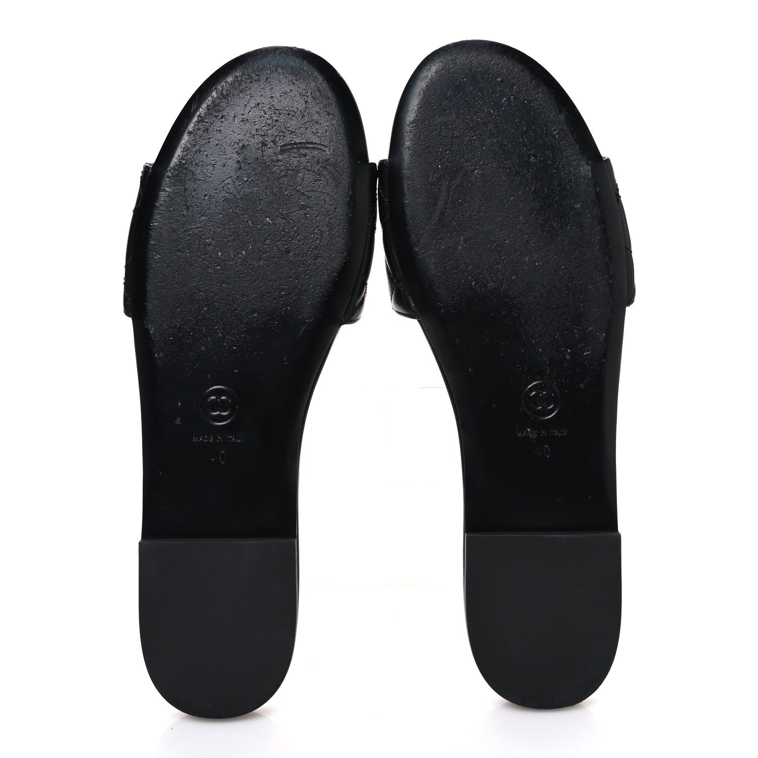 Chanel Shiny Goatskin Quilted CC Mules Sandals 40 Black 7 of 11