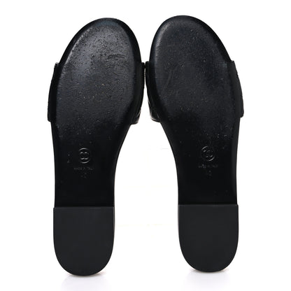 Chanel Shiny Goatskin Quilted CC Mules Sandals 40 Black 7 of 11