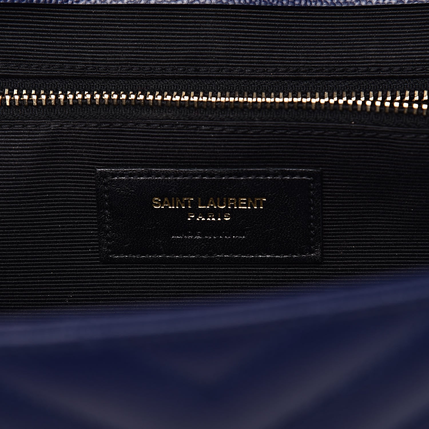 Saint Laurent Grain De Poudre Matelasse Chevron Large Monogram Satchel Blue 7 of 16