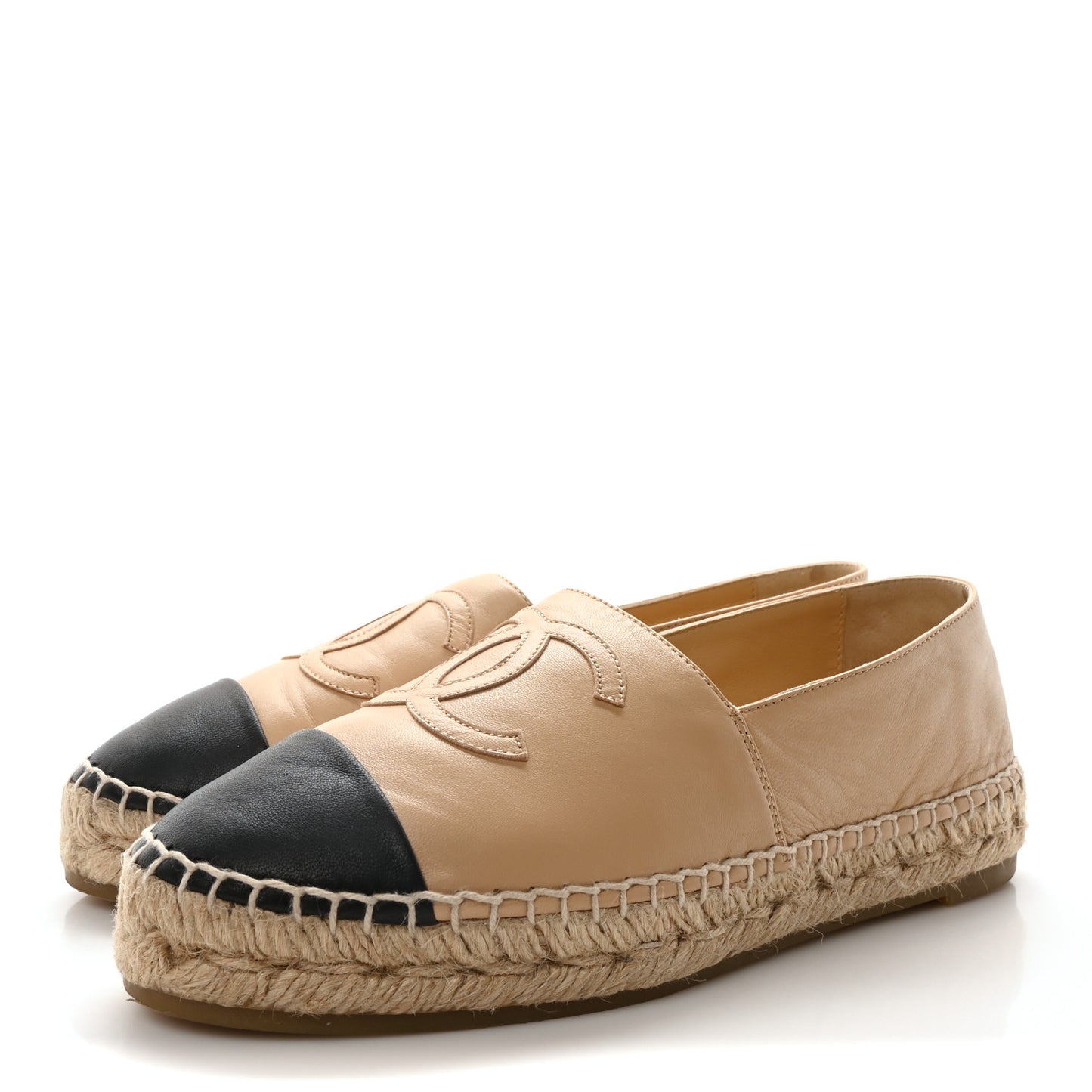 Lambskin CC Espadrilles 37 Beige Black