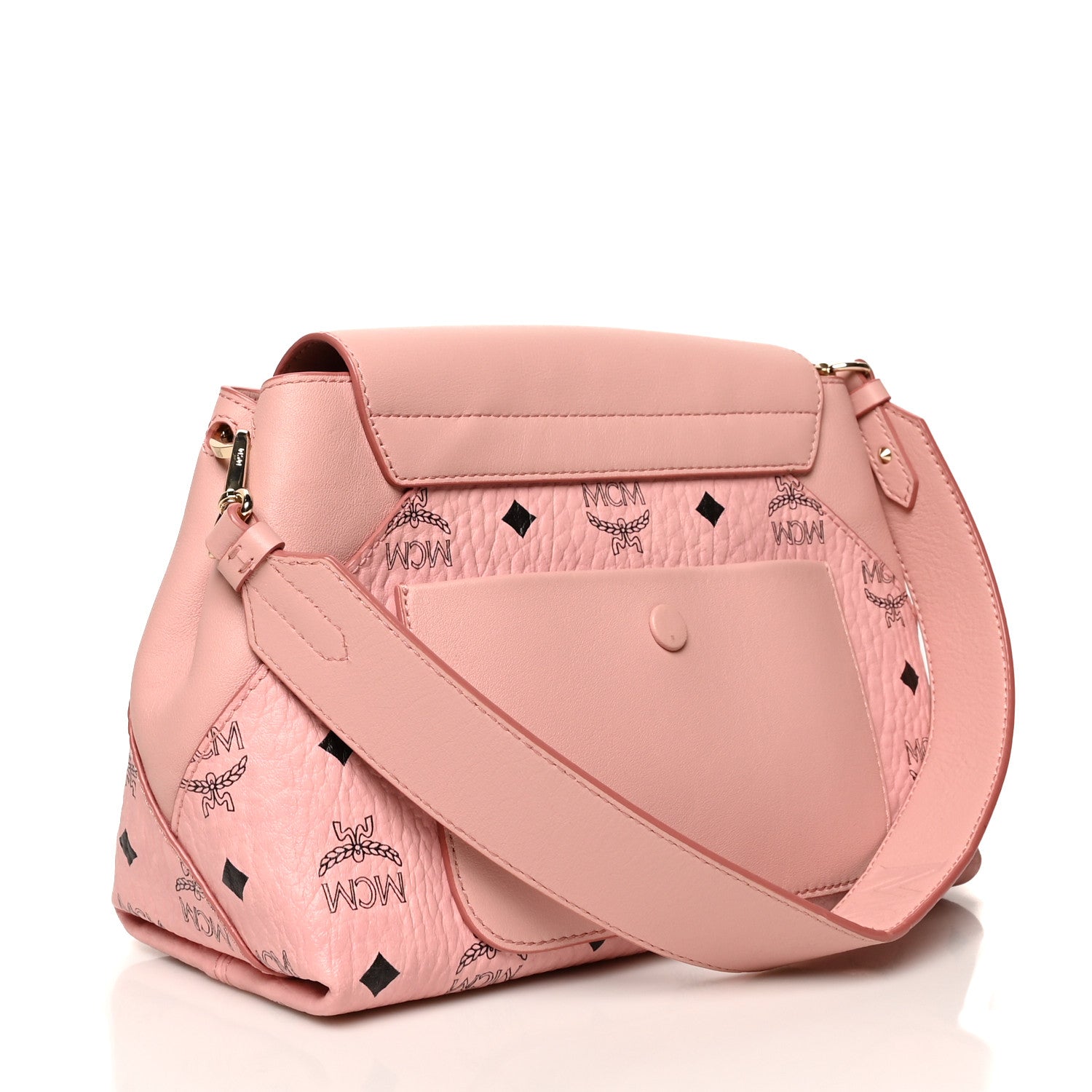 MCM Calfskin Visetos Essential Flap Small Shoulder Bag Soft Pink 3 of 9
