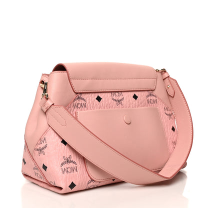 MCM Calfskin Visetos Essential Flap Small Shoulder Bag Soft Pink 3 of 9