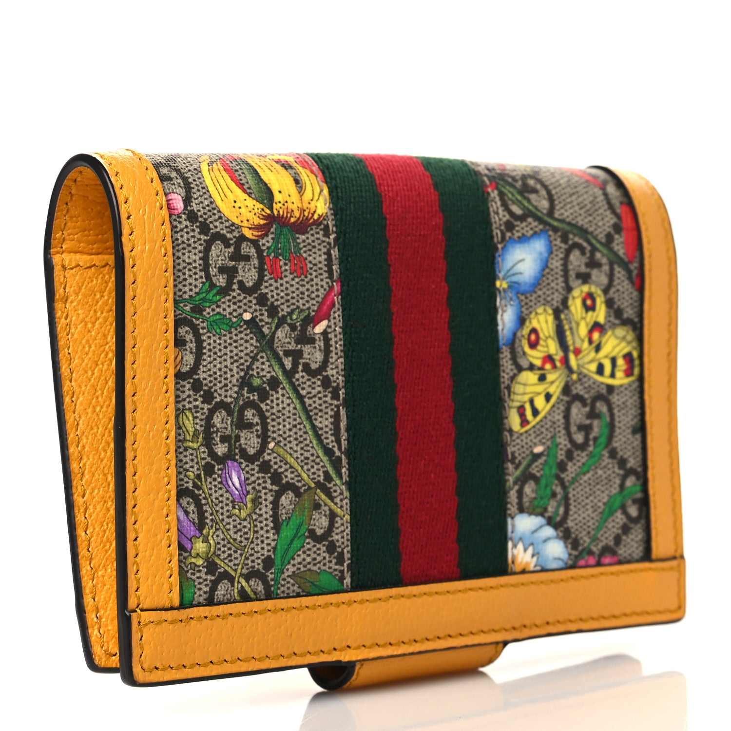 Gucci GG Supreme Monogram Flora Web Ophidia Passport Case Beige Multicolor Crop 3 of 9