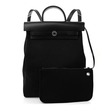 Hermes Military Toile Vache Hunter Herbag a Dos Zip Retourne Backpack Black 3 of 11