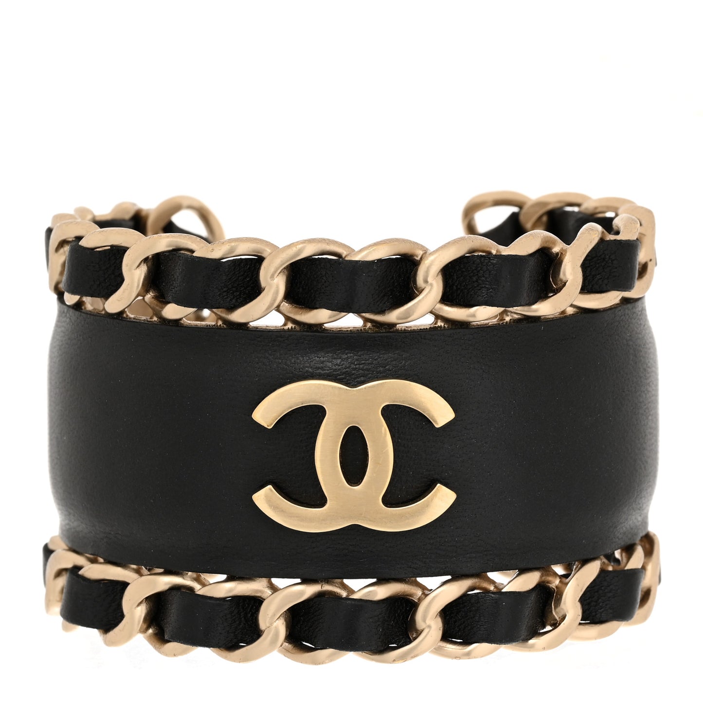 Lambskin Chain CC Cuff Black Gold
