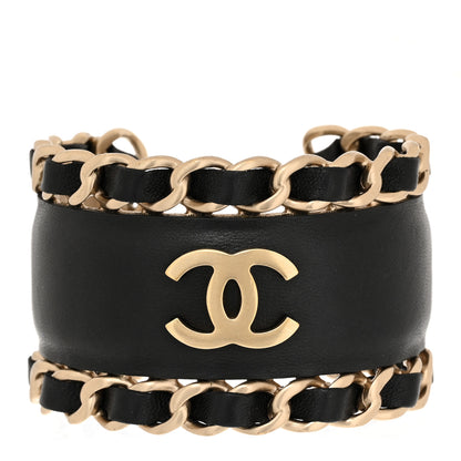 Chanel Lambskin Chain CC Cuff Black Gold 1 of 4