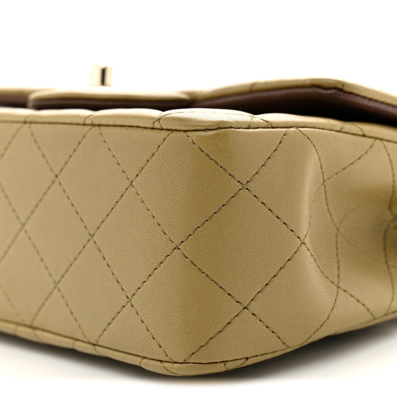 Chanel Lambskin Quilted Bi-Color Mini Top Handle Rectangular Flap Green Brown 10 of 11