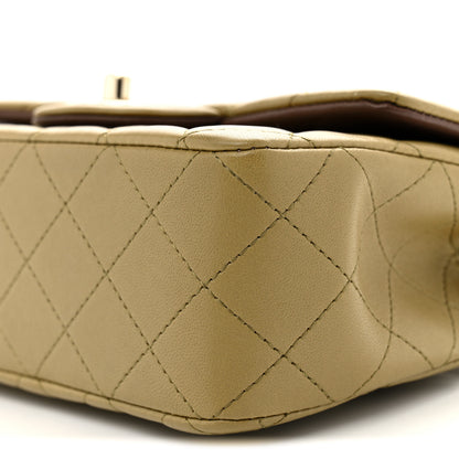 Chanel Lambskin Quilted Bi-Color Mini Top Handle Rectangular Flap Green Brown 10 of 11