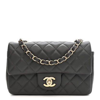 Chanel Lambskin Quilted Mini Rectangular Flap Dark Grey 1 of 13