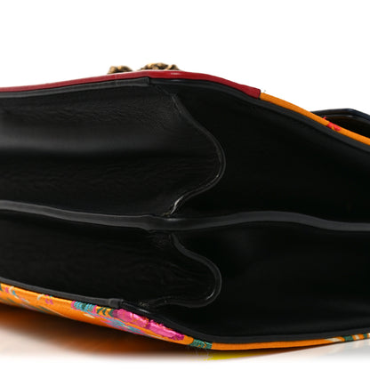 Gucci Satin Calfskin Bamboo Web Tokyo Print Medium Dionysus Top Handle Bag Giallo Multicolor Blue Agata Hibiscus Red 10 of 10