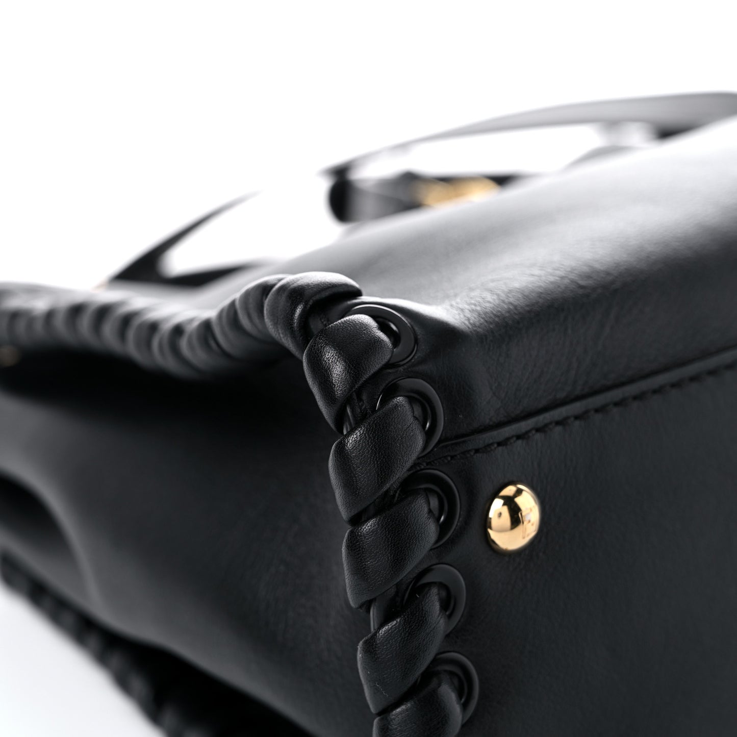 Vitello Seta Lace Up Medium Peekaboo Iconic Satchel Black