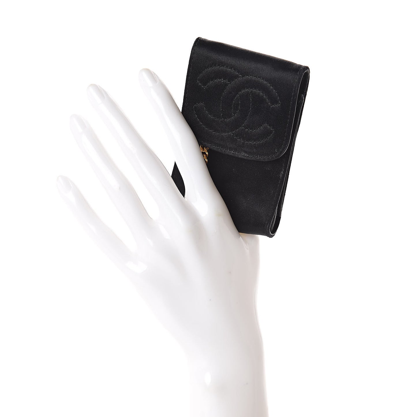 Satin Timeless CC Key Holder Bag Charm Black