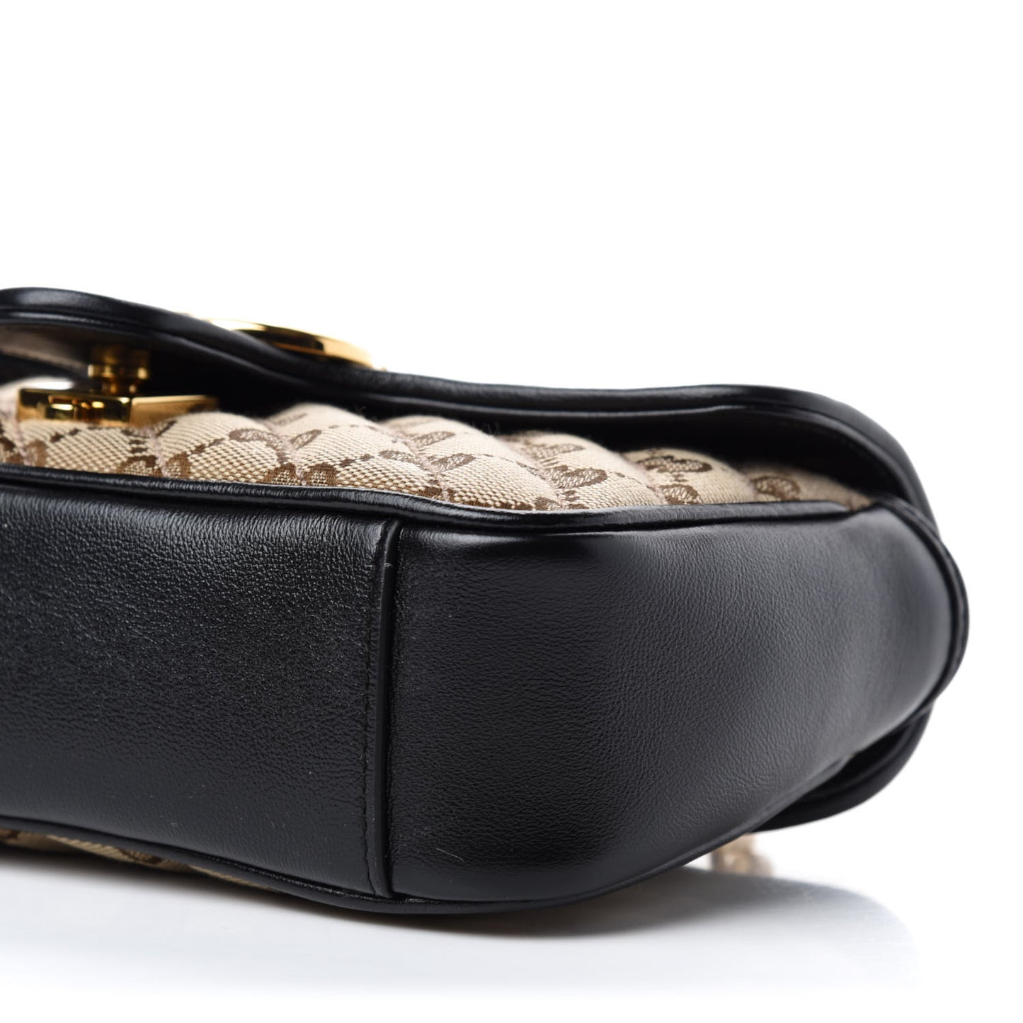 Monogram Matelasse Diagonal Mini GG Marmont Shoulder Bag Beige Black