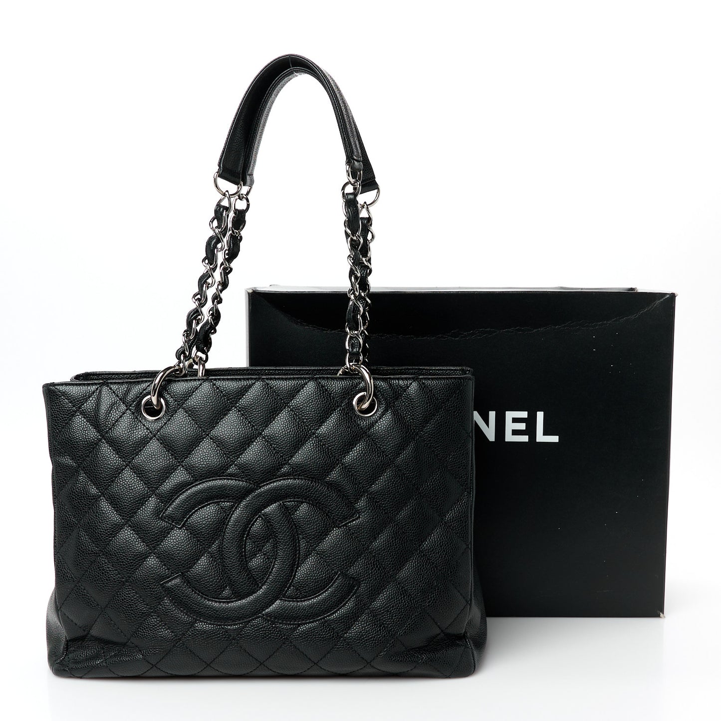 Caviar Quilted Grand Shopping Tote GST Black