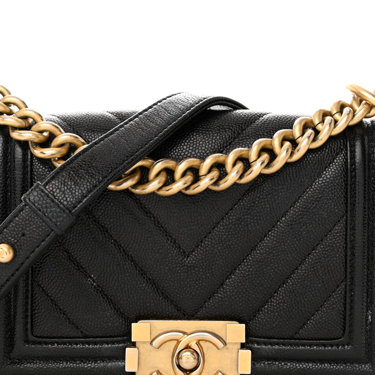 Chanel Caviar Chevron Quilted Small Boy Flap Black 8 of 22