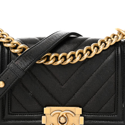 Chanel Caviar Chevron Quilted Small Boy Flap Black 8 of 22