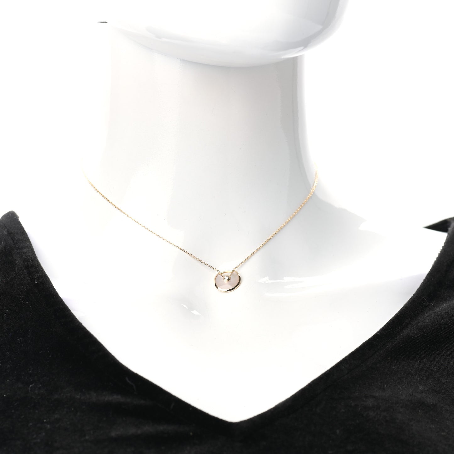 18K Yellow Gold Diamond Mother of Pearl XS Amulette de Cartier Pendant Necklace