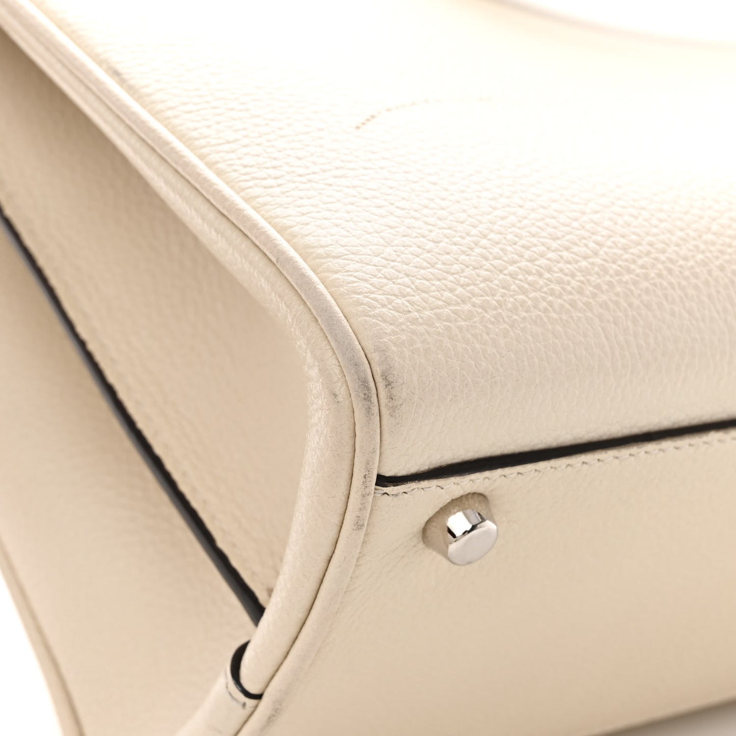 Grainy Calfskin Medium Zumi Top Handle Bag Mystic White