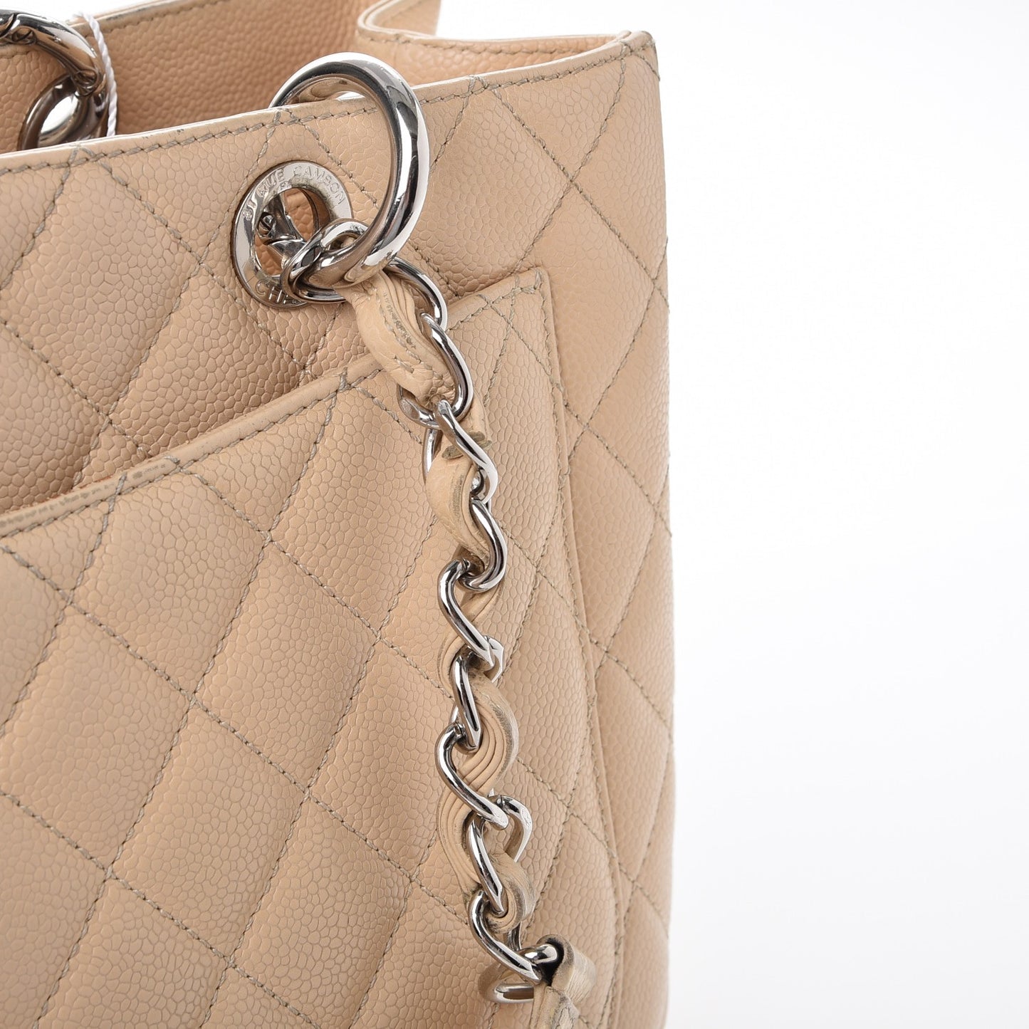 Caviar Quilted Grand Shopping Tote GST Beige Clair