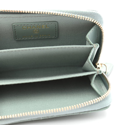 Chanel Caviar Quilted Zip Around Coin Purse Wallet Dark Green 5 of 8