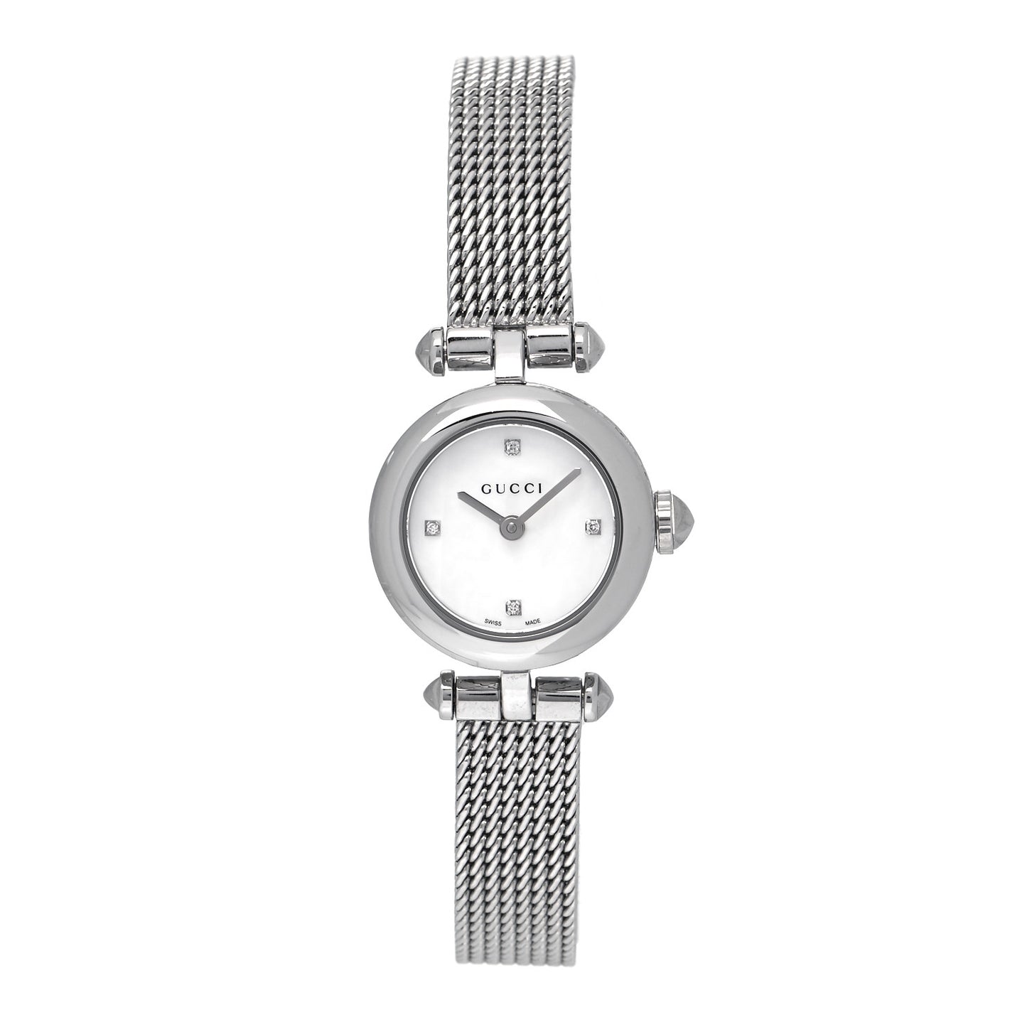 Stainless Steel Diamond Mother of Pearl 22mm Diamantissima Mesh Quartz Watch