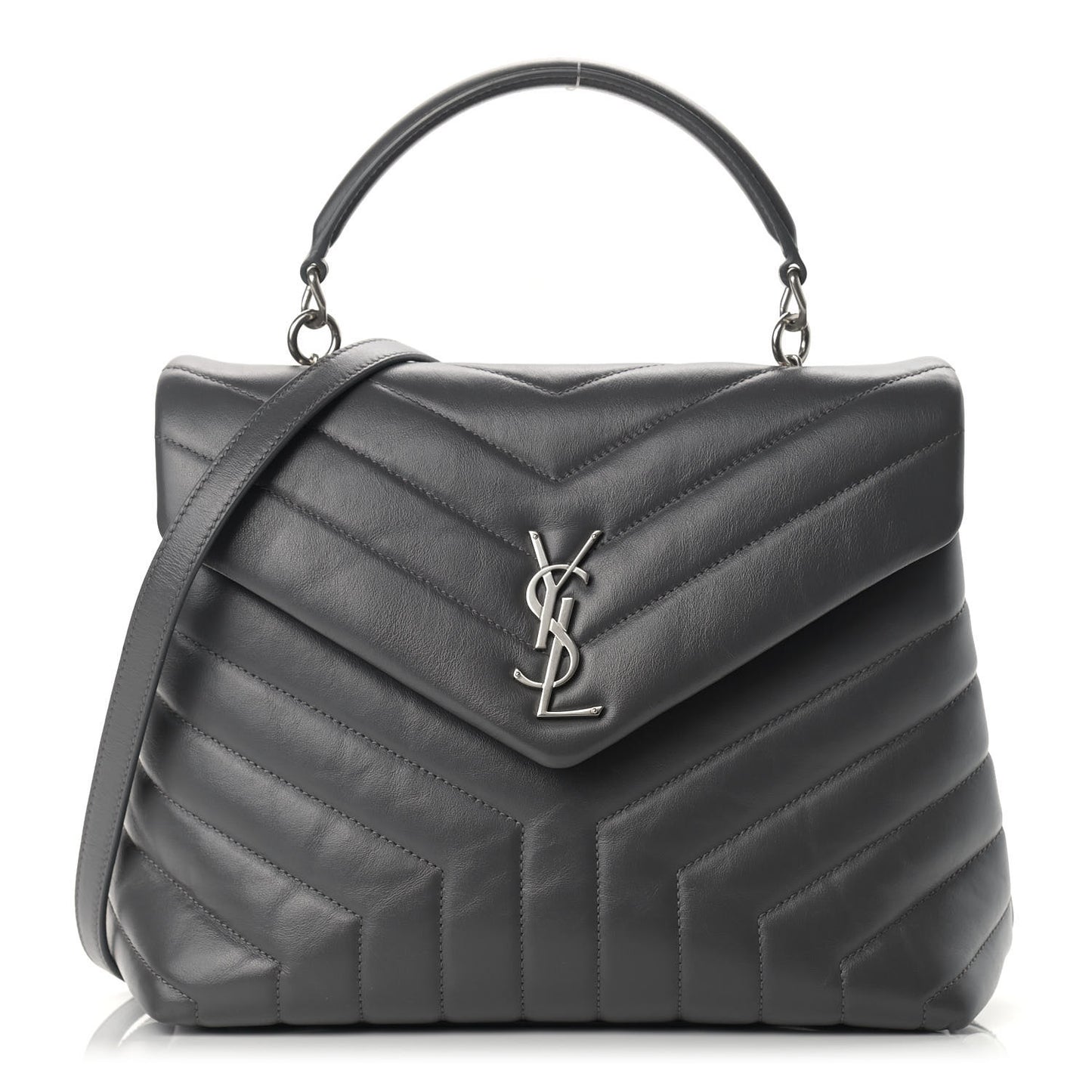Calfskin Y Quilted Monogram Medium Loulou Satchel Storm