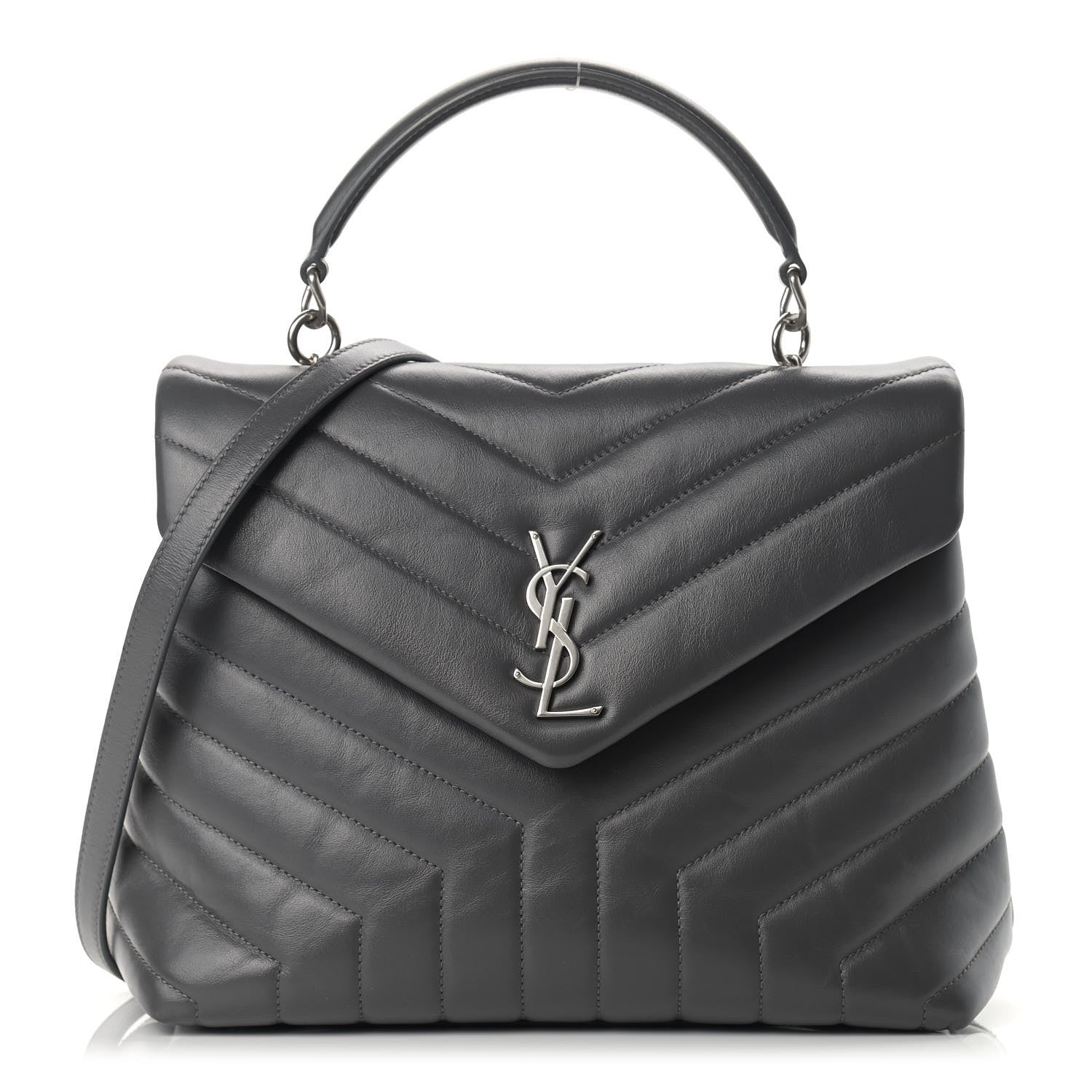 Saint Laurent Calfskin Y Quilted Monogram Medium Loulou Satchel Storm 1 of 9