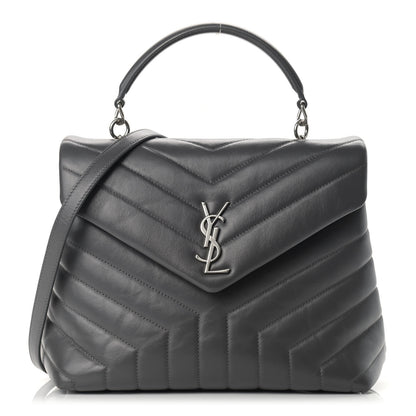 Saint Laurent Calfskin Y Quilted Monogram Medium Loulou Satchel Storm 1 of 9